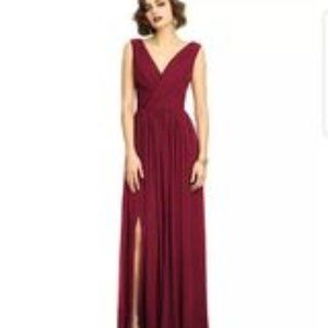 Dessy Collection Burgundy Chiffon Bridesmaid Long Dress Gown